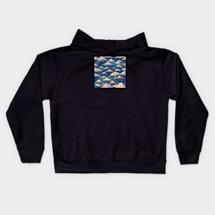 A blue sky and clouds pattern Kids Hoodie